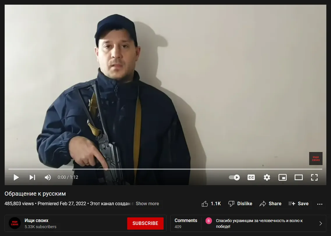 youtube screenshot from ukraine conflict