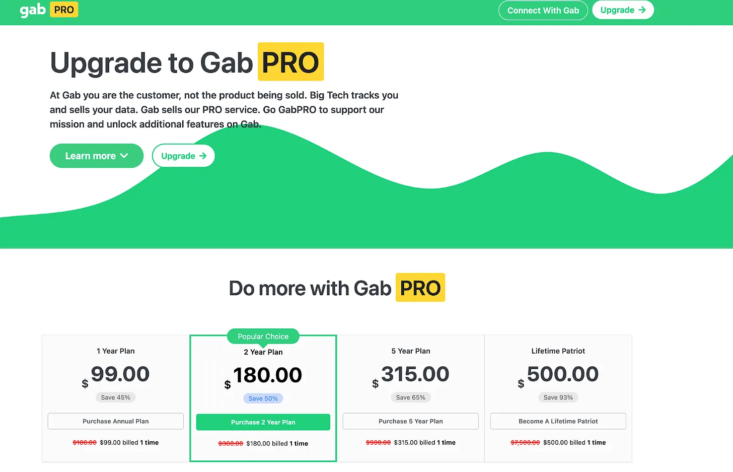 gab pro landing page